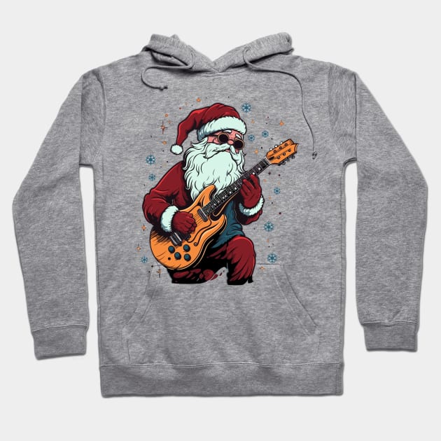 Christmas Guitar Gift Santa Claus Guitarist Funny Guitar Hoodie by KsuAnn